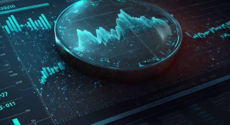 Futuristic finance digital market graph user interface with diagram. Technology innovation hud graphic concept