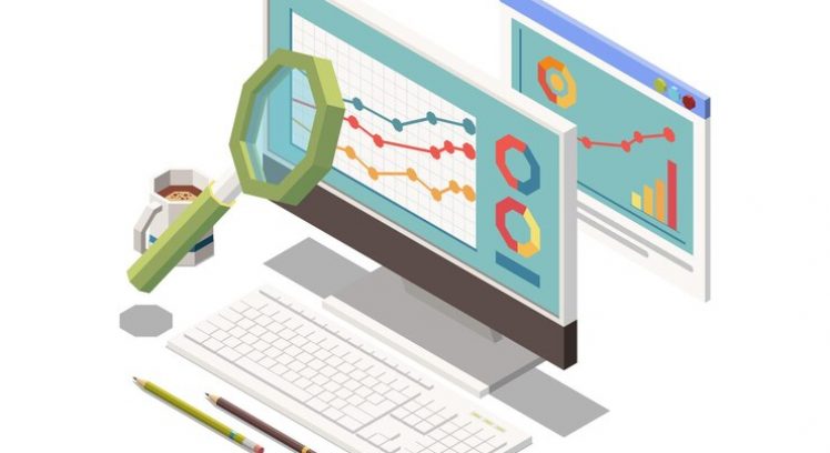 marketing-strategy-icon-with-magnifier-growing-bars-computer-monitor-isometric_1284-63093